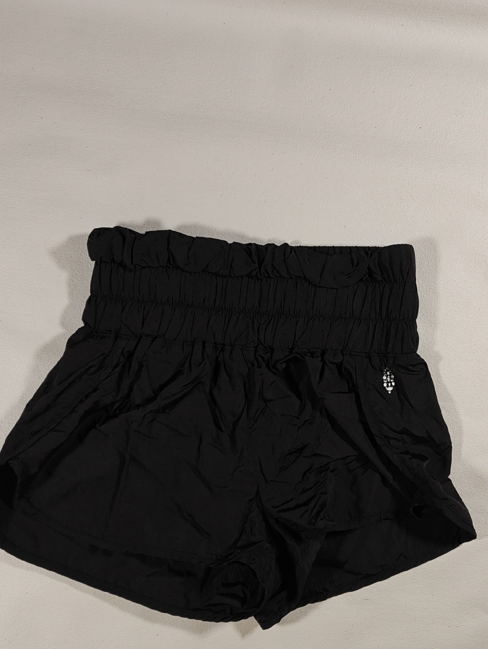 Black Womens High-Waist Smocked Shorts